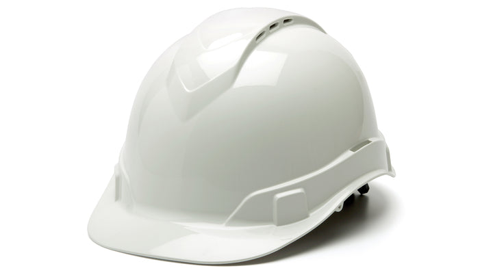 Pyramex Safety - Ridgeline Hard Hat - White-Ridgeline Vented Cap Style 4 Pt Ratchet Suspension - Hard Hats