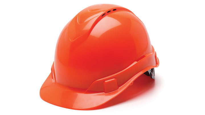 Pyramex Safety - Ridgeline Hard Hat - Hi Vis Orange-Ridgeline Vented Cap Style 4 Pt Ratchet Suspension - Hard Hats