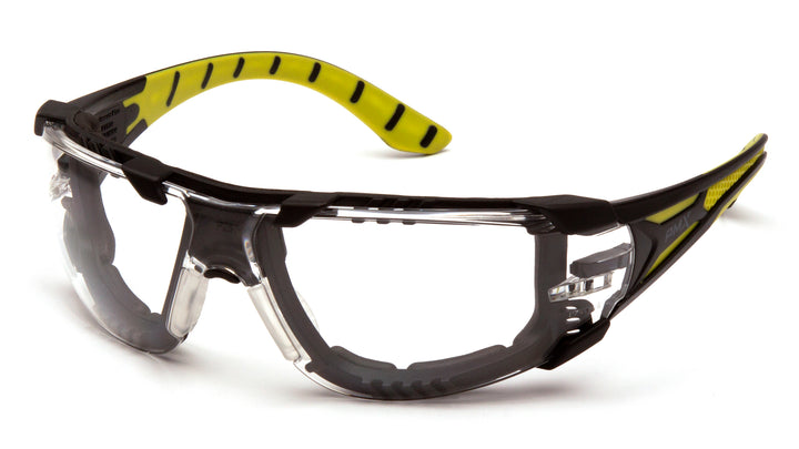 Pyramex Safety - Endeavor Plus - Black-Green Foam Padded Frame/Clear H2MAX Anti-Fog Lens - Anti-Fog Lens