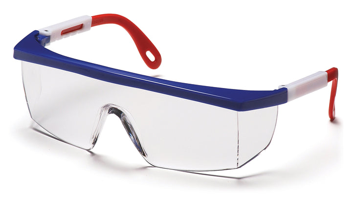 Pyramex Safety - Integra - Red/White/Blue Frame/Clear Lens - Clear Lens